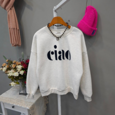 챠오 뽀글이패치 반크롭 기모 맨투맨