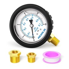 MEANLIN MEASURE 0~4000Psi 스테인리스 스틸 0.6cm(1/4인치) NPT 6.4cm(2.5인치) 페이스 다이얼 액체 충전 압력 게이지 WOG 워터 오일 에어, 0-10Psi, 하단 마운트/고무 보호 포함