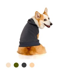 LIFELIKE 狗狗刺繡連帽衫 寵物服飾 保暖舒適 簡約設計 多種尺寸, IVORY, 1個