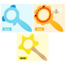 櫻桃威利 台灣現貨 兒童卡通放大鏡 7款探索自然戶外玩具 木製 研究動植物 趣味益智, 藍色, 1個