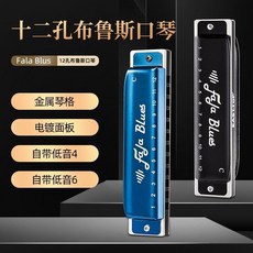 EASTTOP東方鼎 FALA 12孔布魯斯口琴 金屬琴格 專業演奏練習口琴, 藍色F調, 1個
