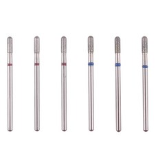 MZCMSL 실린더 큐티클 드릴 비트 세트 라운드 탑 러시안 매니큐어 비트 6개 샹크 E파일 비트 3/32 (중간), Cylinder 2x7mm(Fine+Medium)