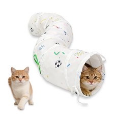 접이식 수납 고양이 터널 / 프린트 디자인 / 다품종 반려동물 사용가능, 1개, 화이트