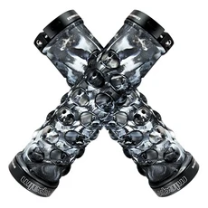 Propalm 산악 자전거 그립 미끄럼 방지 편안한 핸들 바 커버 알루미늄 잠금 링이있는 고무 커버 자전거 부, 05 White Bar Black Ring