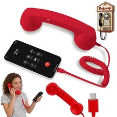 레트로 폰 핸드셋 홈 데코 미학 아이폰용 유선 전화 가정용 팝 휴대폰용 하우스 올드 스쿨 빈티지 수신기 (블루) 131404, 레드