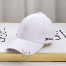 亮鑽字母鐵環棒球帽, 白色, 1個