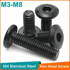 5010PCS 검정색 304 스테인레스 스틸 M3 M4 M5 M6 M8 육각형 육각 소켓 끝변 평면 머리 나사 볼트 다운 사이드 가구, M8 (10pcs), 45mm