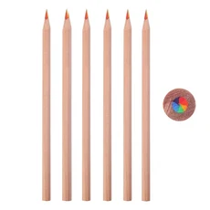 무지개색 연필 다색 7 in 1 검은색 목재 벌크 미술 용품 드로잉 색칠 스케치, 07 6Pcs Wooden