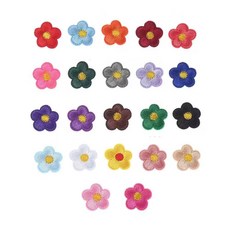 픽클리 리폼 수선 접착식 자수 와펜 미니꽃, 22개, 혼합색상