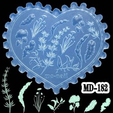 네일 템플릿 1pc MD147190 바다 쉘 불가사리 해마 꽃 백합 튤립 3D 아크릴 몰드 아트 장식 DIY 실리콘, 옵션36) MD-182, 1개