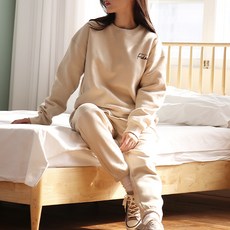 SOON2DLE 女士皮革貼片男女慢跑褲套裝