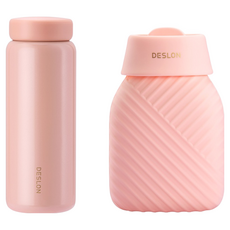 데슬론 심플 해피니스 시리즈 보온 텀블러 + 실리콘 보온 주머니 DHX-TZ003, 1세트, 320ml, 핑크