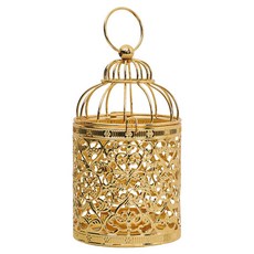 金色電鍍金屬鳥籠燭臺, 鳥籠款仿金8*8*15cm