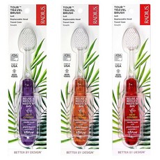 RADIUS Tour 여행용 브러시 및 케이스 교체 가능한 브러시 헤드 ADA 승인 칫솔 잇몸 건강 개선 - 퍼플 오렌지 레드 - 3개 팩, 1 Count (Pack of 3), 퍼플/오렌지/레드