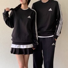 아디다스 에센셜 삼선 3S 기모 맨투맨 플리스 따뜻한 크루넥 스웨트 셔츠