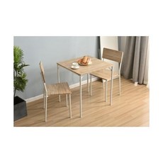 스퀘어 다이닝 3종 세트 식탁 의자 2개 너비 27.6인치(70cm) 컴팩트 사이즈 좌석 스타일리시함, natural, Set of 3 Square