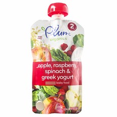 플럼오가닉스 어린이 스무디, 애플 + 라즈베리 + 시금치 + 그릭 요거트(Apple + Raspberry + Spinach + Greek Yogurt), 99g, 1개