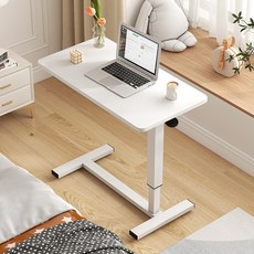 스탠딩 이동식 높이조절 테이블 소파 침대 사이드테이블 1초 초간단 수동 리프트 800, 화이트