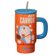 StarR 고양이 로봇 캐릭터 세라믹 콜드컵, 1개, 850ml, 오렌지 1개, 850ml, 오렌지