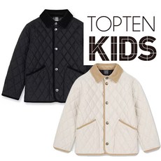 탑텐키즈 아동 간절기 입기 좋은 퀼팅 누빔 코듀로이 배색 카라 자켓 코트