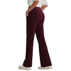 ALONG FIT 주머니가 있는 플레어 레깅스 부츠컷 요가 팬츠 여성용 하이 웨이스트 플레어 팬츠 운동 레깅스 요가 GMY 캐주얼 베르멜호 XL, ALONG FIT 주머니가 있는 플레어 레깅스, 부츠컷