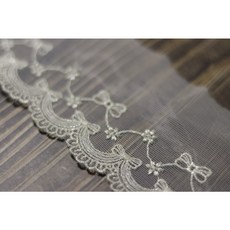 참보부상 이중 그물리본 2색 폭넓이 7.5cm 단면 망사 레이스 원단, 1개, 크림