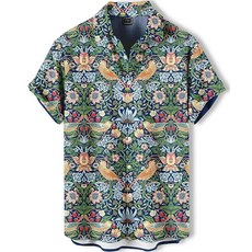 DADDYLOCO 남성용 하와이안 셔츠 열대 과일 프린트 휴가 반팔 버튼 다운 여름 해변 스타일 Flyfish-1 3XL 269602, Bird-2