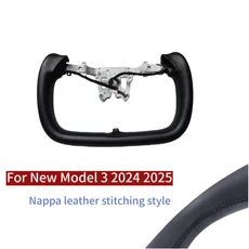 테슬라 모델 3 하이랜드 2025 요크 핸들 스티어링 휠 알칸타라/나파 가죽 카 레이싱, 09 377mm Black Highland
