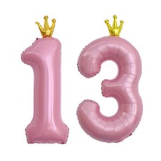이벤트홀릭 초대형 왕관 숫자은박풍선, 핑크 13