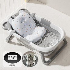 접이식 온도측정 강아지고양이욕조 스파 베개 쿠션목요탕, 1개, 블루+목욕베개