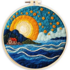 사르부터 바늘 펠트 키트 DIY 울 스타러 자수 선물용 홈 데코레이션에 적합한 초보자용 (별과 태양)
