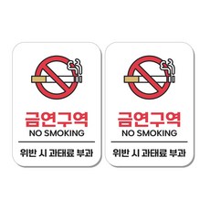 무드팩토리 부착형 생활문구 안내표지판, 2개, 금연구역