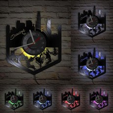 힙합 스트리트 댄스 벽 예술 파티 장식 벽시계 브레이크 빈티지 비닐 레코드 애호가 선물, 3. With LED