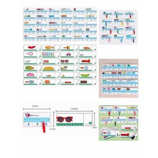 數學教具 多功能長度測量夾卡教具組 幼兒數學啟蒙 尺規對應學習卡, 1個, 尺規對應學習卡+長短比較訓練各一