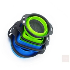 후니곳간 접이식 실리콘 캠핑 채반 야채물빼기 채반 야채채반, 소 그린 원형