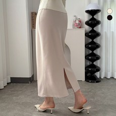 디테일웨어 여성 져지 롱스커트 통밴딩 H라인 오버핏 임부복 편한치마 뱃살커버 뒷트임 신축성좋은 간절기 무지스커트
