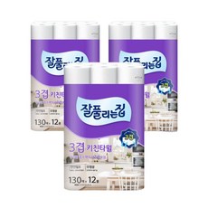 미래생활 잘풀리는집 키친타월 3겹 130매 x 12롤 x 3팩, 3박스