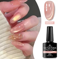 8ml 핑크 마그네틱 젤 네일 폴리쉬 세미 퍼머넌트 UV LED 쏙 오프 네일 용품 DIY 매니큐어용 빠른 건조 데, 02 Q57060-6