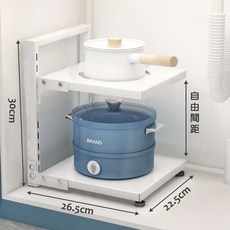 最新爆款廚房多層鍋架鍋具收納架下水槽置物架轉角收納架多層鍋架可調節鍋具收納架鍋具架振風, 1個, 轉角鍋具架 白色-雙層