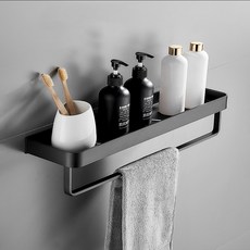 무타공 수건걸이 선반 욕실수건걸이 화장실 교체, [블랙], 1개