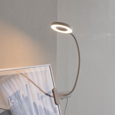 사는잼 LED 라운드링 집게형 스탠드 북라이트 독서등 휴대용 공부등 탁상 조명 10단계 밝기조절 가능