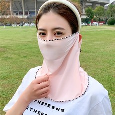 夏季冰絲防曬掛耳面罩女面紗圍脖護頸開車多功能防塵護臉戶外騎行20號 純色雪牙默認顏色