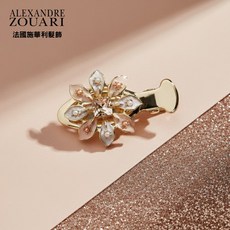 Alexandre Zouari法國施華利髮飾 羅曼蒂克系列珠寶水晶鴨嘴夾 髮夾 鴨嘴夾 水晶 珍珠, 1個, 金色