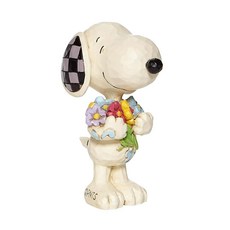 Enesco Peanuts by Jim Shore 스누피 홀딩 스프링 플라워 미니어처 피규어 7.6cm(3인치) 멀티컬러 화이트 269025, Enesco Peanuts by Jim Shore 스누