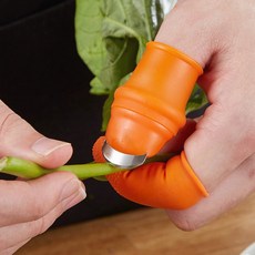 엄지 손가락 보호 골무 채소 수확 칼 실리콘 베임방지 원예장갑, 1개, 5-90도칼소형세트