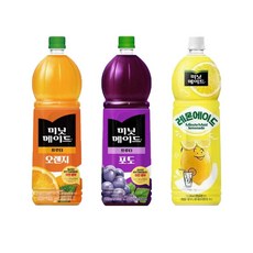 [드링킹] 미닛메이드 3종 혼합세트 오렌지+포도+레몬에이드 1.5L, 3개