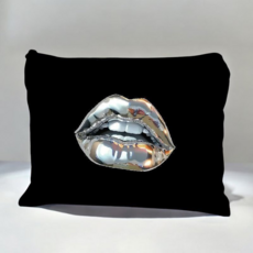 시크 실버립 프린트 지퍼형 메이크업 파우치