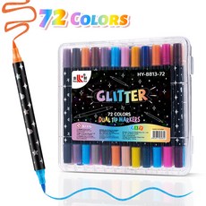 skansol 컬러 트윙클 펄붓펜 캘리그라피 글리터펜 반짝이펜, 72색(36개입)