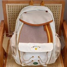 撞色創意兒童雙肩包大學生休閒百搭揹包親子款上課休閒男女童書包, 白色:大號, 1個