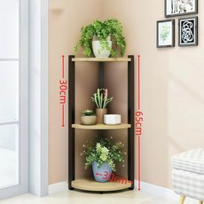 원목 철제 코너 화분 스탠드 다단 삼각형 실내 발코니 거실 진열 수납 선반, 3단, 넓은 코너 3단 노란판 블랙